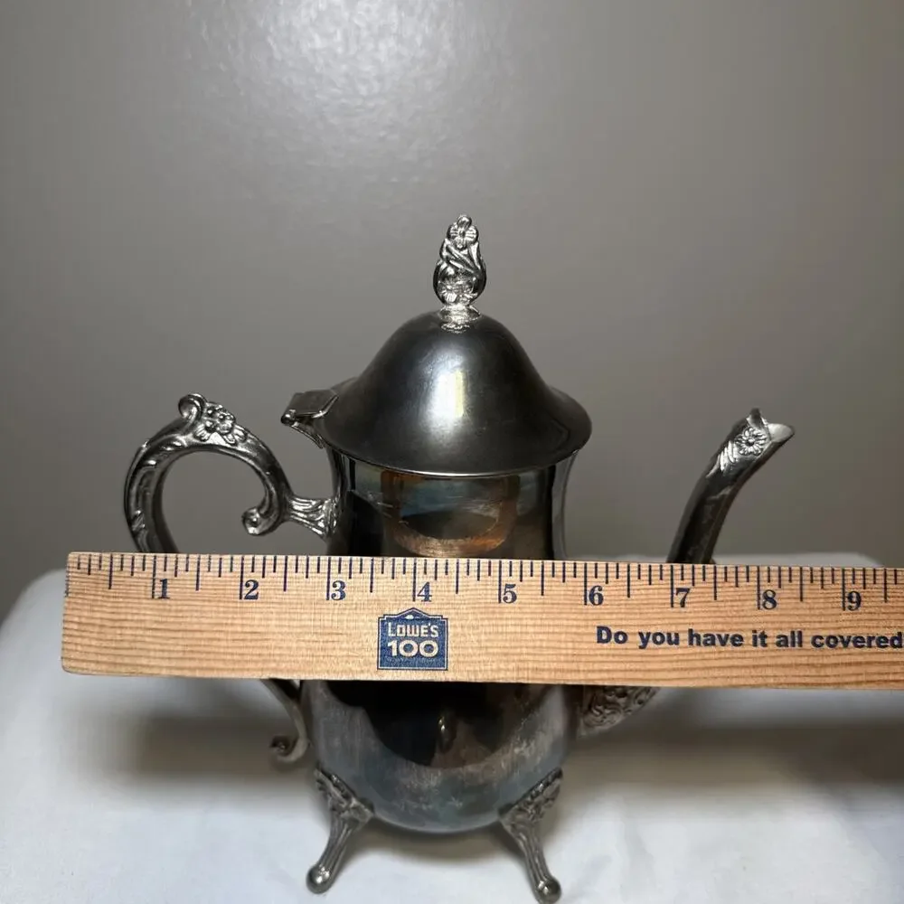 Antique Edwardian Silver On Copper Coffee Pot Gold Wash Interior Hinged Lid